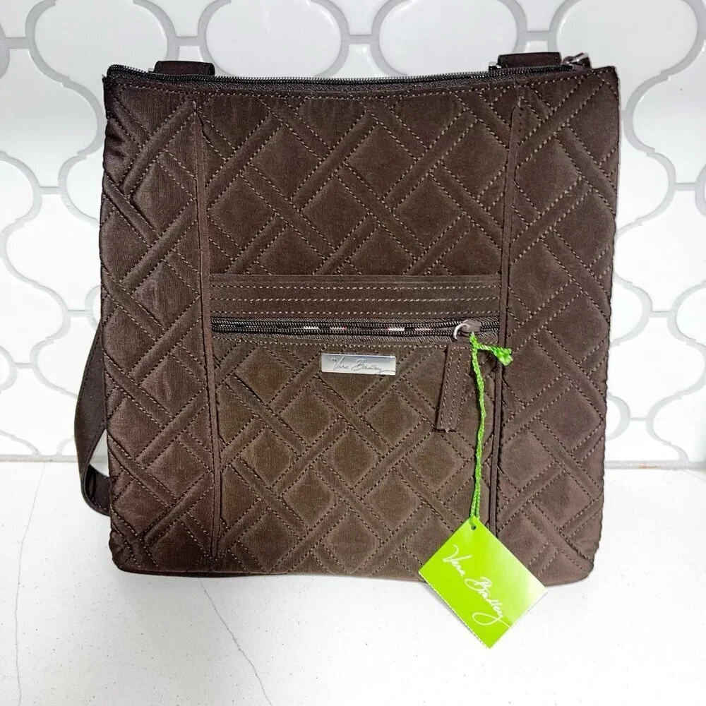 NWT Vera Bradley Brown Quilted Microfiber Hipster